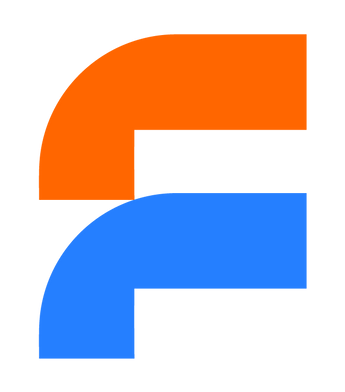 fusion gas and electric orange and blue logo